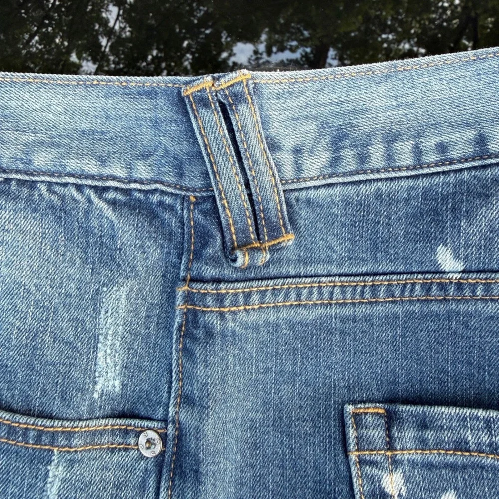 Sean John Mens 40 Tapered Stretch Jeans Tiger Embroidery Paint Splatter